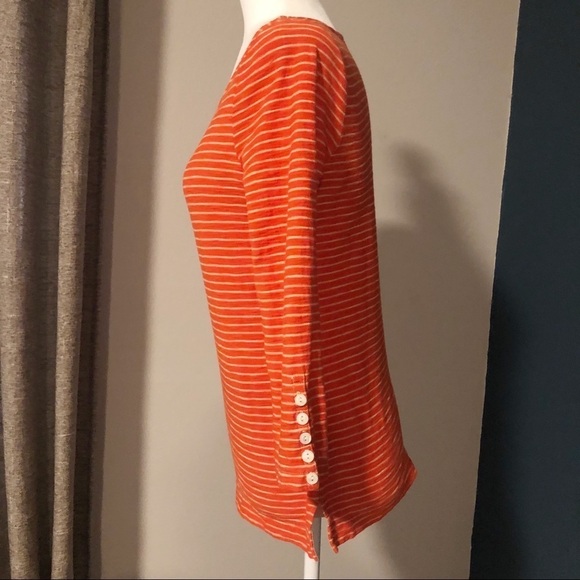 J Crew tangerine orange and white striped top - Picture 6 of 11